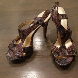 Patterned Heeled Strap Sandals